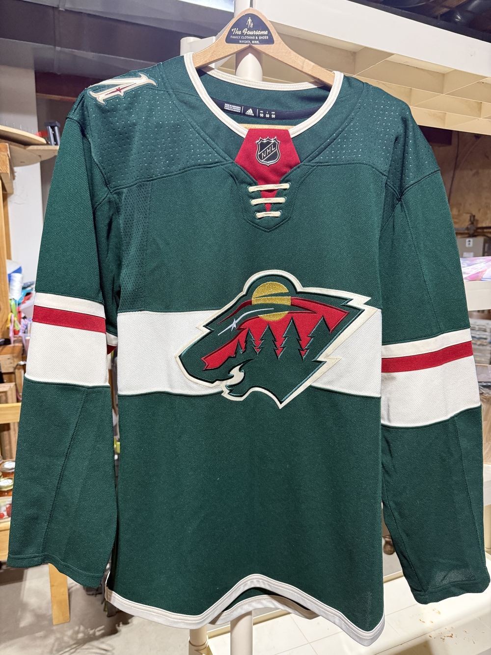 adidas Minnesota Wild Green Red White Men's Hockey Jersey
